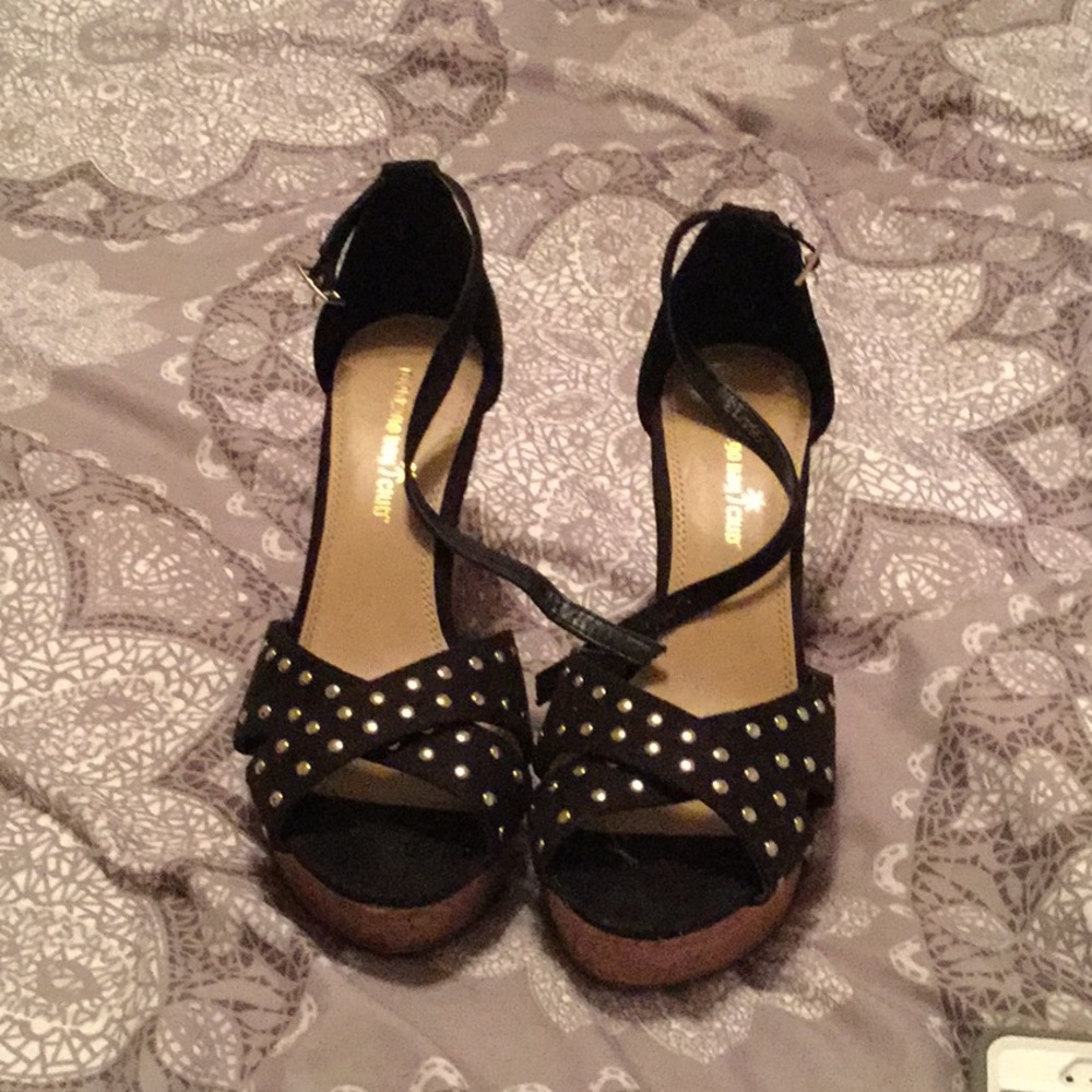 Black studded wedges